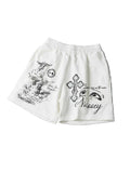Visão Divina — Shorts Oversize "Ascensão & Cruz Diamante"