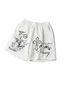 Visão Divina — Shorts Oversize "Ascensão & Cruz Diamante"