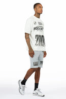 Conjunto de camiseta e shorts Amos com estampa gráfica branca/cinza