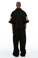 Conjunto Urbano Preto — Polo Cropped + Calça Moletom Proibido