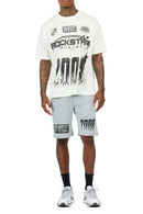 Conjunto de camiseta e shorts Amos com estampa gráfica branca/cinza