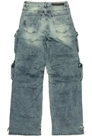 calça jeans azul Lenz de corte folgado