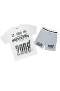 Conjunto de camiseta e shorts Amos com estampa gráfica branca/cinza