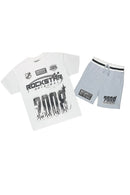 Conjunto de camiseta e shorts Amos com estampa gráfica branca/cinza