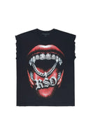 camiseta preta cortada Noctis