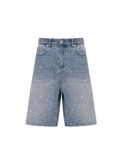 Short Jeans com Strass - Lavagem Creme
