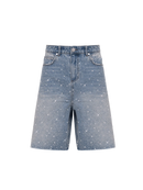 Short Jeans com Strass - Lavagem Creme