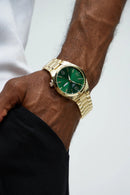 Relógio Rosto Redondo — Dourado & Verde