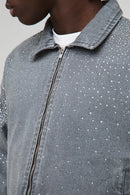 Jaqueta Jeans com Aplicações de Strass