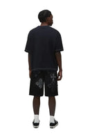Bermuda Jeans com Aplique de Cruz em Strass