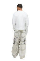 Calça Jeans Cargo Oversized — Lavagem Extrema & Bolsos Cargo