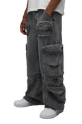 Calça Jeans Cargo Lavagem Ácida 2-em-1 — Removível em Shorts