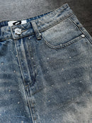 Short Jeans com Strass - Lavagem Creme
