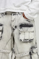 Calça Jeans Cargo Oversized — Lavagem Extrema & Bolsos Cargo